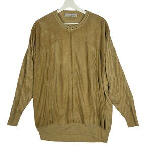 Umberto Bilancioni Sweater Men 52 Linen Blend Leather Pullover Italy Vintage Top